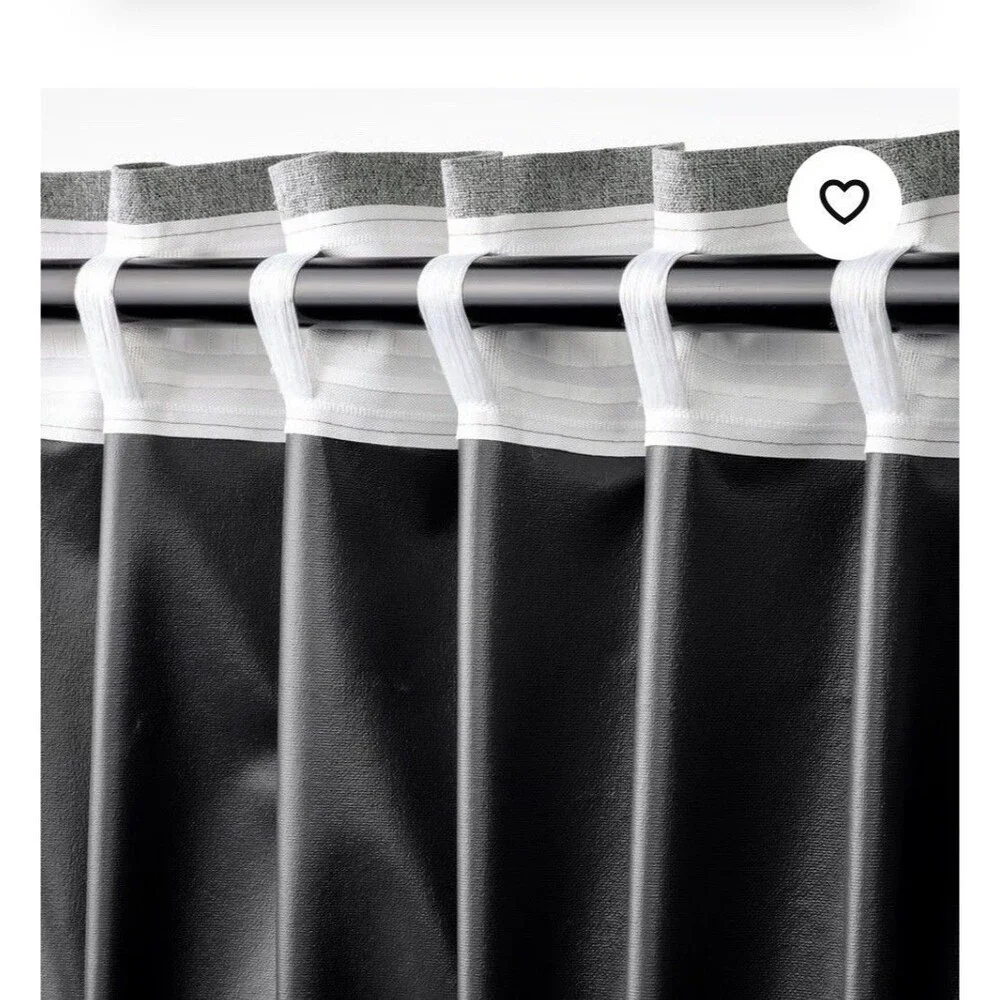 ROSENMANDEL Black-out Curtains 1 Pair Lt Gray With Heading Tape Lining 53”x98”